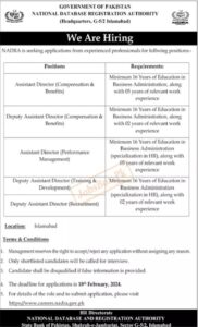 Nadra Jobs Opportunities 2024 || Apply Now